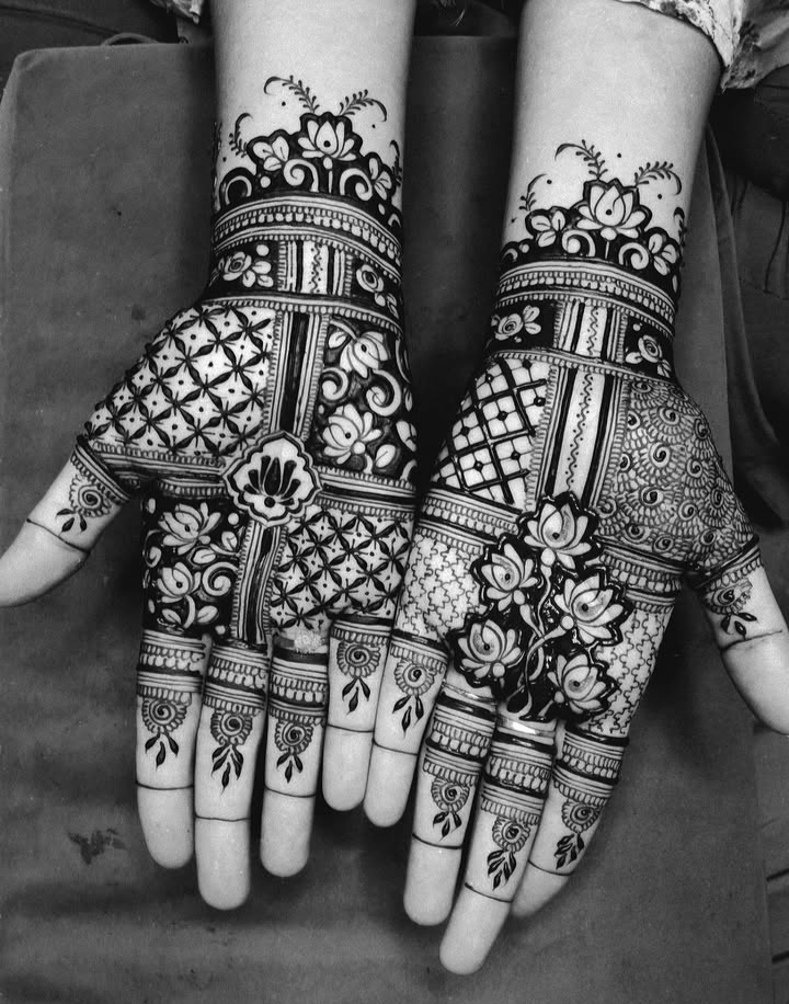 Bridal mehendi — full hand lotus & floral design